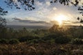 Beautiful Autumn Fall sunset over forest landscape with moody dr Royalty Free Stock Photo