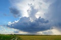 Beautiful Autumn Field under Stormy Sky Royalty Free Stock Photo