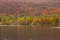 Beautiful autumn foliage and cabins in Elmore state park, Vermont Royalty Free Stock Photo