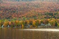 Beautiful autumn foliage and cabins in Elmore state park, Vermont Royalty Free Stock Photo