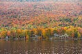 Beautiful autumn foliage and cabins in Elmore state park, Vermont Royalty Free Stock Photo