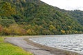 Beautiful autumn foliage scenery landscapes of Lake Towada in sunny day