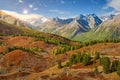 Beautiful autumn landscape, Altai mountains Russia. Royalty Free Stock Photo