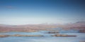 Beautiful autumn landscape on Isle of Skye with Atlantic Ocean, Cuillin Hills, Harlosh Peninsula, Loch Bracadale - view from the Royalty Free Stock Photo