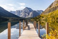 Beautiful Autumn landscape with Lake Josephine in Montana