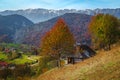 Beautiful autumn landscape with Magura village, Brasov county, Transylvania, Romania