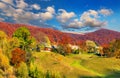 Beautiful autumn landscape in mountain village Royalty Free Stock Photo