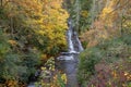 Beautiful autumn landscape shot of Connestee Falls and Carson Creek