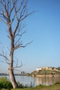 Beautiful autumn landscape, view of the Danube river, Petrovaradin fortress Royalty Free Stock Photo