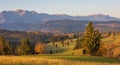 Polish Autumn Landscape with view of the Tatra Mountains