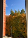 Beautiful autumn landscape view from the window Royalty Free Stock Photo