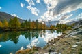 Beautiful autumn landscapes. Amazing sunset on Lake Grindjisee, Swiss Alps, Zermatt resort location, Switzerland, Europe Royalty Free Stock Photo