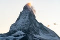 Beautiful autumn landscapes. Amazing sunset in the Swiss Alps, Zermatt, Switzerland, Europe. Incredible autumn view of