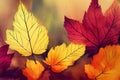 Beautiful Autumn Leaves Backgrounds - Aquarel Illustration