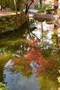 Beautiful autumn leaves reflected in the surface of the mirror like waterÃ¢â¬â¢s surface.