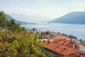 Beautiful autumn Mediterranean landscape. Montenegro, Adriatic Sea. View of Bay of Kotor near Herceg Novi city Royalty Free Stock Photo