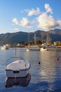 Beautiful autumn Mediterranean landscape. Montenegro. View of Bay of Kotor near Tivat city Royalty Free Stock Photo