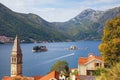 Beautiful autumn Mediterranean landscape. Montenegro, Bay of Kotor, Perast town. Travel and tourism concept Royalty Free Stock Photo