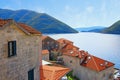 Beautiful autumn Mediterranean landscape. Montenegro. View of Bay of Kotor and Perast town Royalty Free Stock Photo