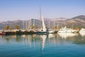 Beautiful autumn Mediterranean landscape. View of yacht marina of Porto Montenegro . Montenegro, Bay of Kotor, Tivat city Royalty Free Stock Photo