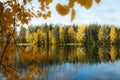 Beautiful autumn morning landscape of Kymijoki river waters. Finland, Kymenlaakso, Kouvola Royalty Free Stock Photo