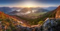 Beautiful autumn panoramic landscape in mountains, Slovakia