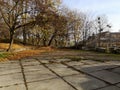 Beautiful autumn park in a suburb of St. Petersburg. Oak alley Royalty Free Stock Photo