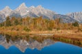 Scenic Autumn Reflection Landscape in Grand Teton National Park Wyoming Royalty Free Stock Photo