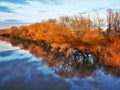 Beautiful autumn reflections in the River Ouse near York, England Royalty Free Stock Photo