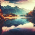 Beautiful autumn scene of Hintersee lake. Colorful morning view of Bavarian Alps on the Austrian border, Germany, Europe Royalty Free Stock Photo