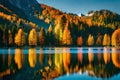 Beautiful autumn scene of Hintersee lake. Colorful morning view of Bavarian Alps on the Austrian border, Germany, Europe. Beauty o Royalty Free Stock Photo