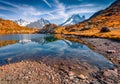 Adorable morning view of Chesery lake/Lac De Cheserys, Chamonix location.
