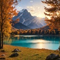 Beautiful autumn scenery. Astonishing morning view of Eibsee lake with Zugspitze mountain range on background. Great