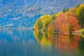 Beautiful autumn scenery at lake Bohinj.