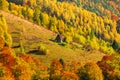 Beautiful autumn scenery with traditional straw roof house in Ap