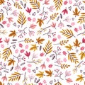 Beautiful autumn seamless pattern, cute colorful leaves hand drawn background, great for seasonal textile prints, holiday banners Royalty Free Stock Photo