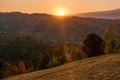 A Beautiful Autumn Sunset in the Carpathian Mountains Royalty Free Stock Photo