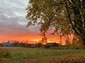 Beautiful autumn sunset in northern Sweden