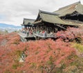 Beautiful autumn view of ancient wooden architecture at Kiyomizu-dera Temple in Kyoto, Japan