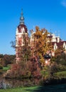 A beautiful autumn view of the castle in Bad Muskau, Saxony, Germany Royalty Free Stock Photo