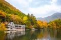 Beautiful autumn view at Kinrin lake, Yufuin town