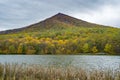 Beautiful Autumn View of Sharp Top Mountain and Abbott Lake Royalty Free Stock Photo