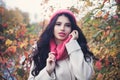 Beautiful autumn woman with long dark hair Royalty Free Stock Photo