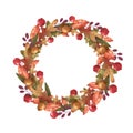 Hello Autumn . Watercolor wreath Royalty Free Stock Photo