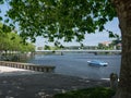 Beautiful Ave River under tree, Vila do Conde, Porto, Portugal Royalty Free Stock Photo