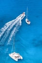 Azure bay with yachts in Greek sea