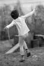 Beautiful baby boy with child soap bubbles posing photographer for cool photo Royalty Free Stock Photo