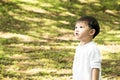 Beautiful baby boy one-year-old crawling, smiles and laughs Royalty Free Stock Photo