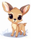 Beautiful baby deer smiling cartoon illustration. Deer fawn smiling illustration bundle. Cute fawn standing bundle design on white