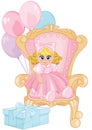 Beautiful baby doll Sitting On A Throne